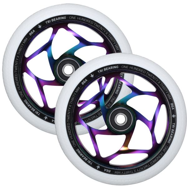 Blunt Envy 120mm/30mm Tri Bearing Wheel Pair - Oil Slick and White